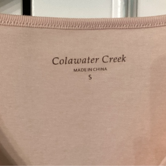 Coldwater Creek pink ruffle trim v neck stretch top size Small Soft New - Picture 5 of 9